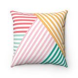 Colorful Geometric Rainbow Lines Square Throw Pillow