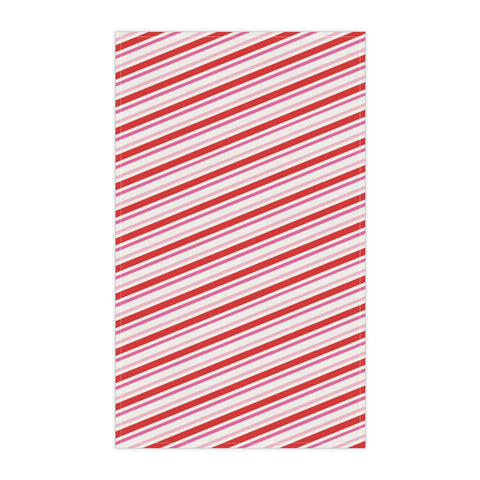 Red Candy Cane Striped Christmas Tea Towel