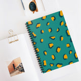 Teal and Mustard Leopard Print Notebook - Ruled Line
