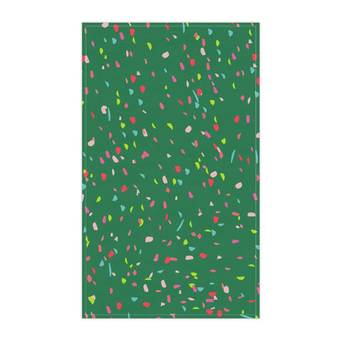 Green Confetti Christmas Tea Towel