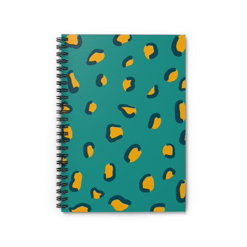 Teal and Mustard Leopard Print Notebook - Ruled Line