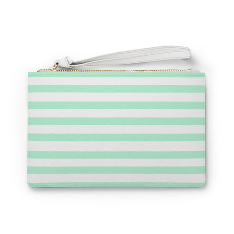 Mint Cabana Stripe Clutch Bag