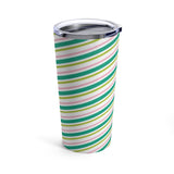 Green and Pink Candy Stripe Stainless Steel Tumbler