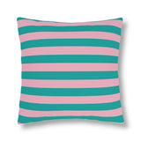 Teal and Pink Stripe Outdoor Pillows