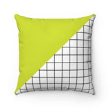 Citron Green And Black and White Grid Throw Pillow