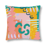 Turquoise and Coral Abstract Outdoor Pillows