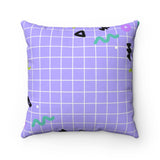 80's Inspired Purple Grid Halloween Throw Pillow