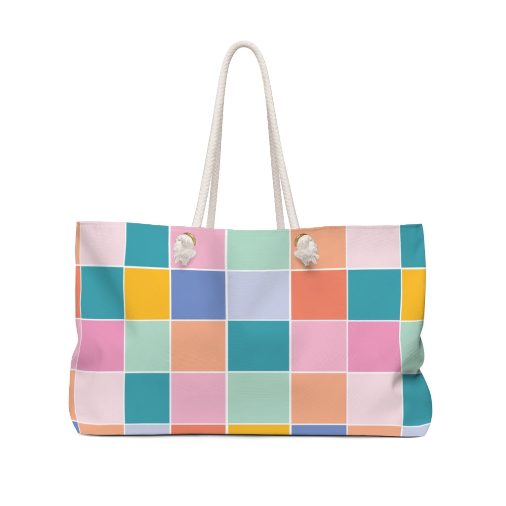 Pastel Grid Summer Tote Bag Kailo Chic