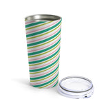 Green and Pink Candy Stripe Stainless Steel Tumbler