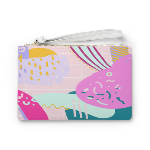 Lavender and Pink 80s Inspired Faux Leather Clutch Bag