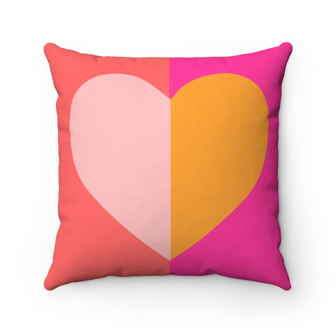 Color Blocked Heart - Square Pillow Case - No Insert