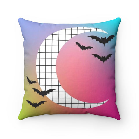 Gradient Rainbow Moon Halloween Throw Pillow Case -No Insert