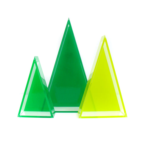 Green Set Acrylic Triangle Christmas Tree Decorations