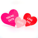 Red and Pink Acrylic Conversation Hearts