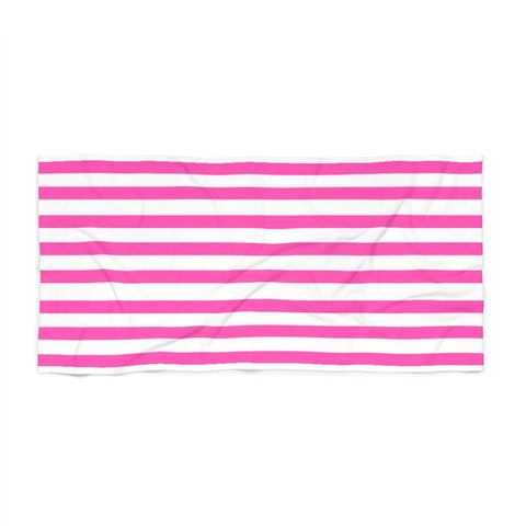 Hot Pink Cabana Stripe Beach Towel