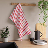 Red Candy Cane Striped Christmas Tea Towel