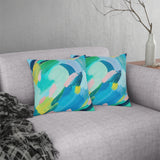 Blue and Green Abstract Outdoor Pillows