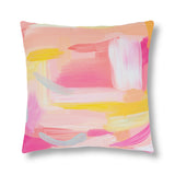 Pink and Yellow Abstract Art Outdoor Pillows