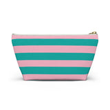Pink and Turquoise Stripe  Zipper Pouch