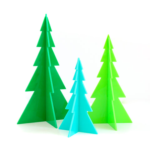 Green and Blue Acrylic Tree Set