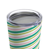 Green and Pink Candy Stripe Stainless Steel Tumbler