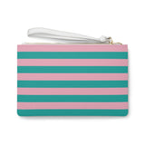 Pink and Turquoise Stripe Clutch Bag