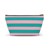 Pink and Turquoise Stripe  Zipper Pouch