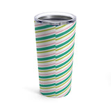 Green and Pink Candy Stripe Stainless Steel Tumbler