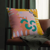 Turquoise and Coral Abstract Outdoor Pillows