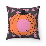 80's Style Modern Geometric Confetti Pumpkin Halloween Throw Pillow