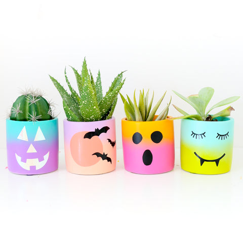 Colorful Gradient Planters for Halloween