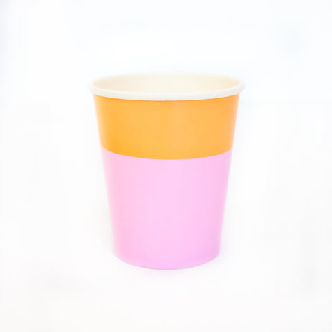 Peach and Lavender Cup Color Blocked Paper Party Ware