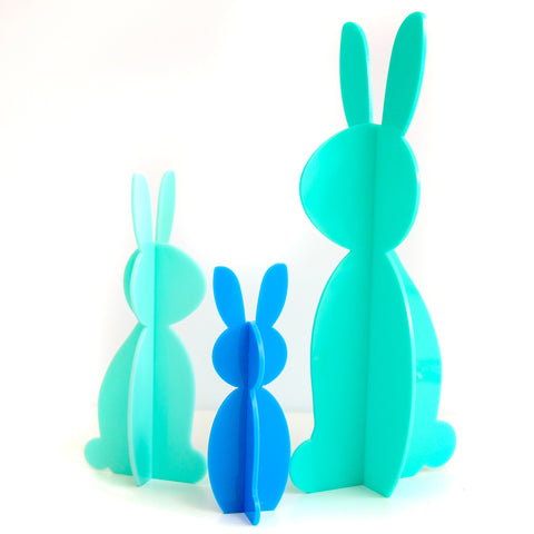 Blue Acrylic Bunny Decorations