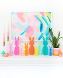 Coral and Yellow Acrylic Bunny Decorations