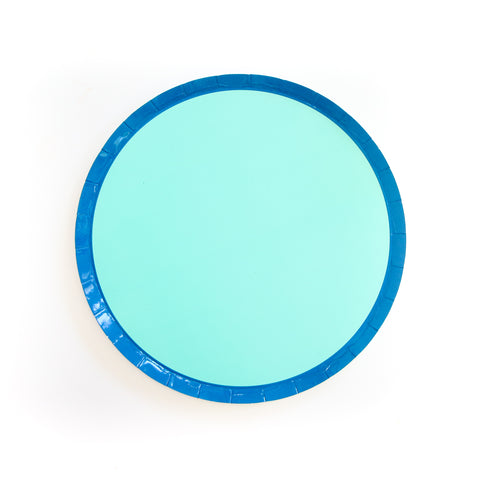 Navy and turquoise Plate Color Blocked Paper Party ware