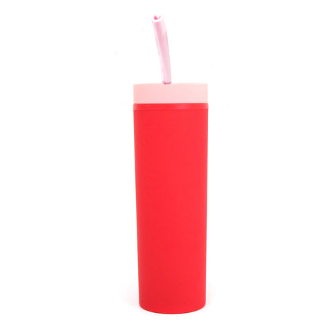 Red Matte Tumbler with heart straw