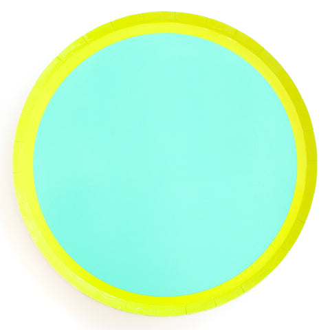 Turquoise and Lime Color Blocked Paper Party Ware