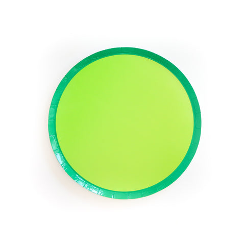 Green and Lime Plate Color Blocked Paper Party Ware