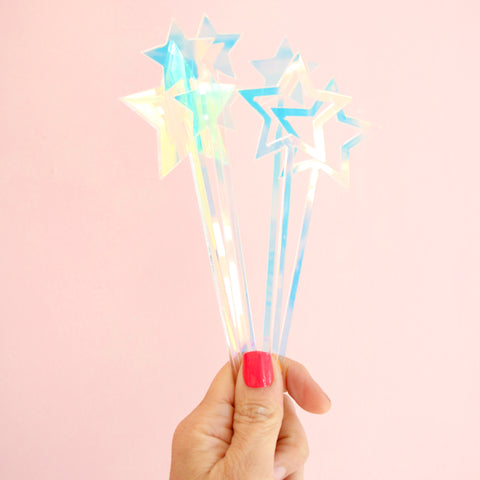 Iridescent Acrylic Star Drink Stirrers or Cake Toppersfor the  4th of July